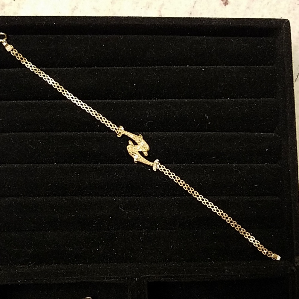 Vintage 14K Gold double Dolfin bracelet